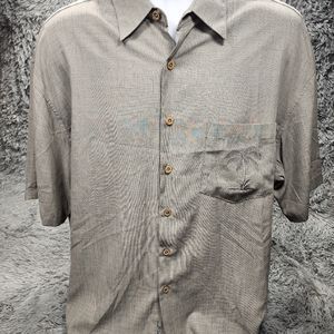 Bamboo Cay Embroidered Palm Tree SHORT SLEEVE BUTTON UP SHIRT Large L